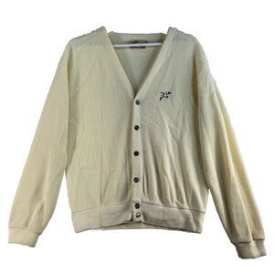 VTG Outward Bound Medium Cardigan Sweater Duck Mallard Beige V-neck USA Mens